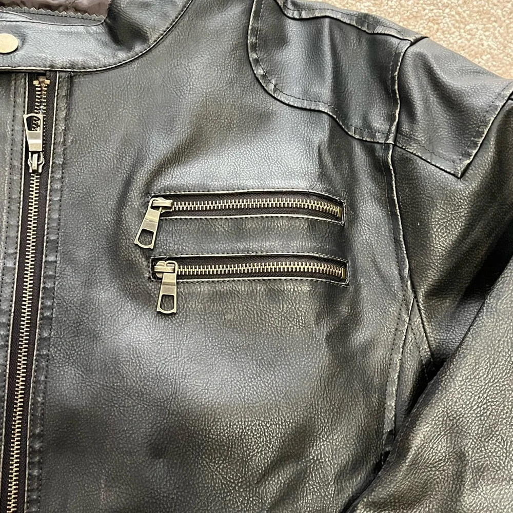 Vintage brown “pleather” jacket Lg - Picture 9 of 14